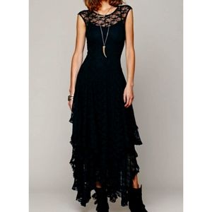Tiered Lace Layered Asymmetrical Hem Dress